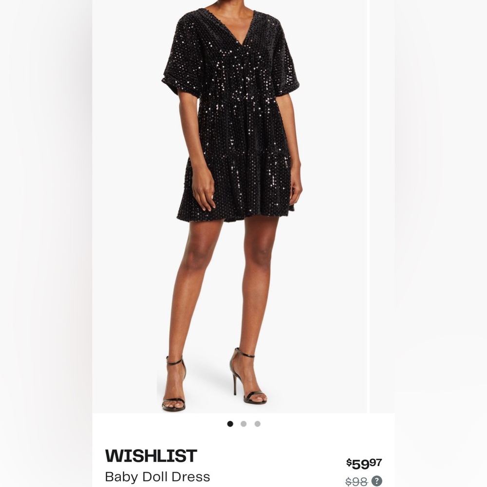 Wishlist Sequins Holiday Babydoll Dress